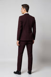 Burgundy Notched Lapel 2 Piece Slim Fit Men's Suits