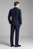 Navy Notched Lapel Slim Fit 3 Piece Pinstripe Men's Suits