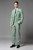 Light Green Notched lapel 3-Piece Single Breasted Men's Prom Suits