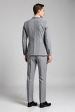 Grey Single Breasted Notched Lapel 3 Piece Men's Formal Suits