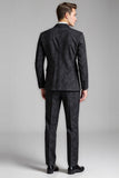 Black Printed 2 Pieces Notched Lapel Men's Suits