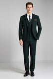 Dark Green Plaid 3 Pieces Notched Lapel Men's Prom Suits