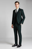 Dark Green Plaid 3 Pieces Notched Lapel Men's Prom Suits