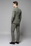 Grey Green Plaid 3 Pieces Notched Lapel Men's Prom Suits