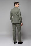 Grey Green Plaid 3 Pieces Notched Lapel Men's Prom Suits