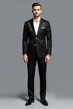Black Notched Lapel Single Breasted 2 Pieces Men's Prom Suits