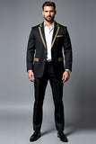 Black 2 Pieces Notched Lapel Single Breasted Men's Prom Suits