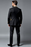 Black 2 Pieces Notched Lapel Single Breasted Men's Prom Suits