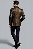 Black Golden Leopard Peak Lapel 2 Piece Single Breasted Men's Formal Suits