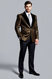 Black Golden Leopard Peak Lapel 2 Piece Single Breasted Men's Formal Suits