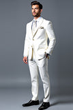 Classic White Slim Fit Single Breasted Notched Lapel 3 Piece Men's Formal Suit