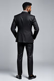 Black Slim Fit 2 Piece Notched Lapel Single Breasted Men's Formal Suit