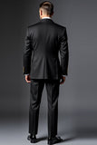 Black Notched Lapel Single Breasted 2 Pieces Men's Formal Suits