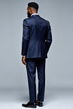 Dark Blue Shawl Lapel Single breasted 2 pieces Men's Prom Suits
