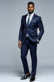 Dark Blue Shawl Lapel Single breasted 2 pieces Men's Prom Suits