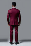 Burgundy Double Breasted Notched Lapel 2 pieces Men's Formal Suits