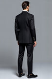Black Peak Lapel Stripe Single Breasted 3 Piece Men's Party Suits