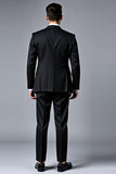 Black Notched Lapel Single Breasted 3 Pieces Stripe Men's Prom Suits