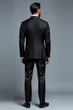 Black Notched Lapel Stripe Single Breasted 2 Piece Men's Prom Suits