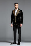 Black Single Breasted 2 Pieces Peak lapel Men's Prom Suits