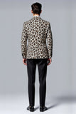 White Leopard Print Shawl Lapel Single Breasted 2 Piece Men's Prom Suits
