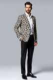 White Leopard Print Shawl Lapel Single Breasted 2 Piece Men's Prom Suits