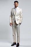 Ivory Single Breasted 3 Pieces Peak lapel Men's Prom Suits