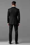 Black Double Breasted Peak lapel 2 Pieces Men's Prom Suits