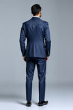Dark Blue Single Breasted 3 Pieces Notched lapel Men's Prom Suits