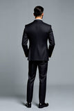 Black Single Breasted 3 Pieces Notched lapel Striped Men's Formal Suits