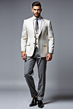 Ivory Single Breasted Notched lapel 3 Pieces Men's Prom Suits