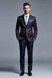 Black Single Breasted 2 Pieces Notched lapel Men's Formal Suits
