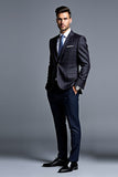 Black Single Breasted 2 Pieces Notched lapel Men's Formal Suits