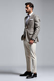 Grey Notched Lapel Single Breasted 2 Pieces Men's Formal Suits