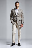 Grey Notched Lapel Single Breasted 2 Pieces Men's Formal Suits