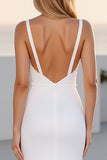 Ivory Crepe Spaghetti Straps A Line Sweep Train Boho Wedding Dress With Slit