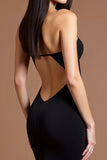 Black Crepe Sweetheart Long Mermaid Formal Dress with Slit