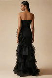 Black Sweetheart Mermaid Long Formal Dress with Ruffles
