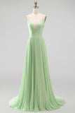 Pink Chiffon A Line Spaghetti Straps Pleated Long Wedding Guest Dress
