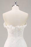 White Lace A Line Sweetheart Mini Graduation Dress