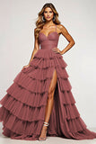 Desert Rose Ball Gown Tiered Organza Long Formal Dress with Ruffles