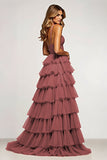 Desert Rose Ball Gown Tiered Organza Long Formal Dress with Ruffles