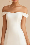 Off the Shoulder White Bodycon Ruffled Short Graduation Dress