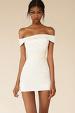 Bodycon Off the Shoulder White Short Graduation Dress