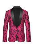 Black Jacquard 3 Pieces Shawl Lapel Single-breasted Men's Formal Suits