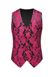 Black Jacquard 3 Pieces Shawl Lapel Single-breasted Men's Formal Suits