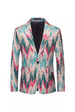 Colourful Printed Notched Lapel Single-breasted Men's Formal Blazer