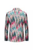 Colourful Printed Notched Lapel Single-breasted Men's Formal Blazer