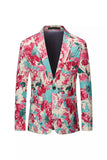 Floral Colourful Notched Lapel Single-breasted Men's Formal Blazer