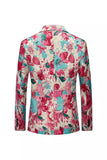Floral Colourful Notched Lapel Single-breasted Men's Formal Blazer